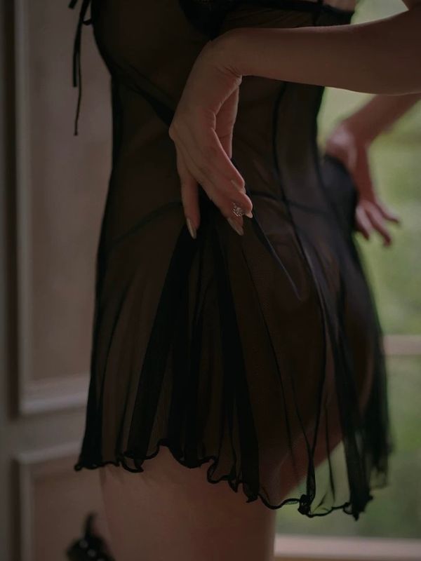 Aria Black Sheer Babydoll