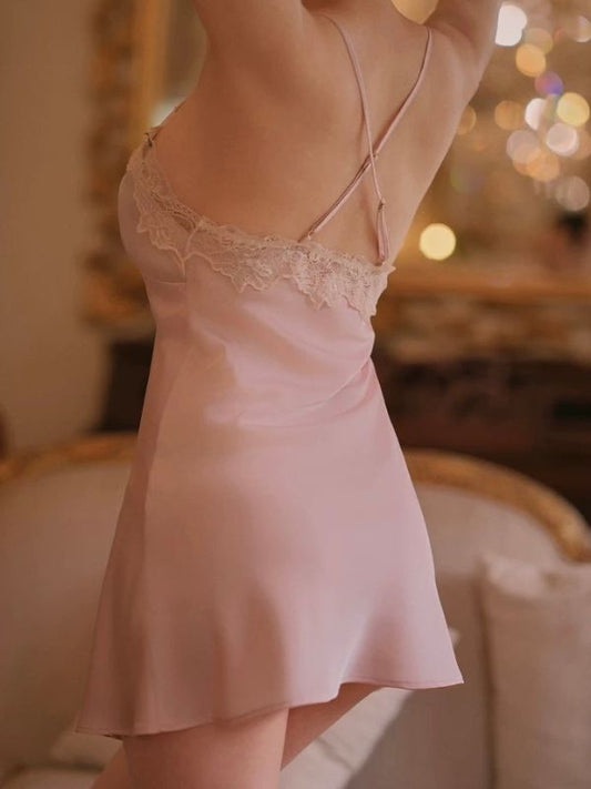 sexy satin chemise with criss cross adjustable back strap