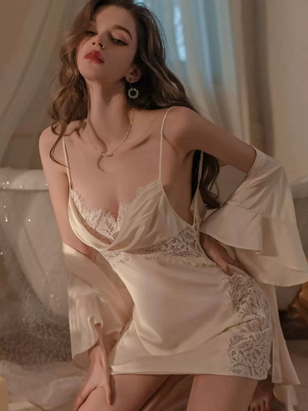 Jaslyn Soft Satin Nightdress - Yellow