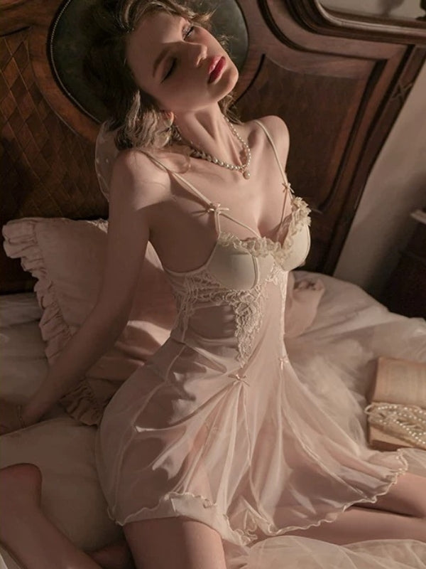 Sexy sheer babydoll with mesh body and matching panty