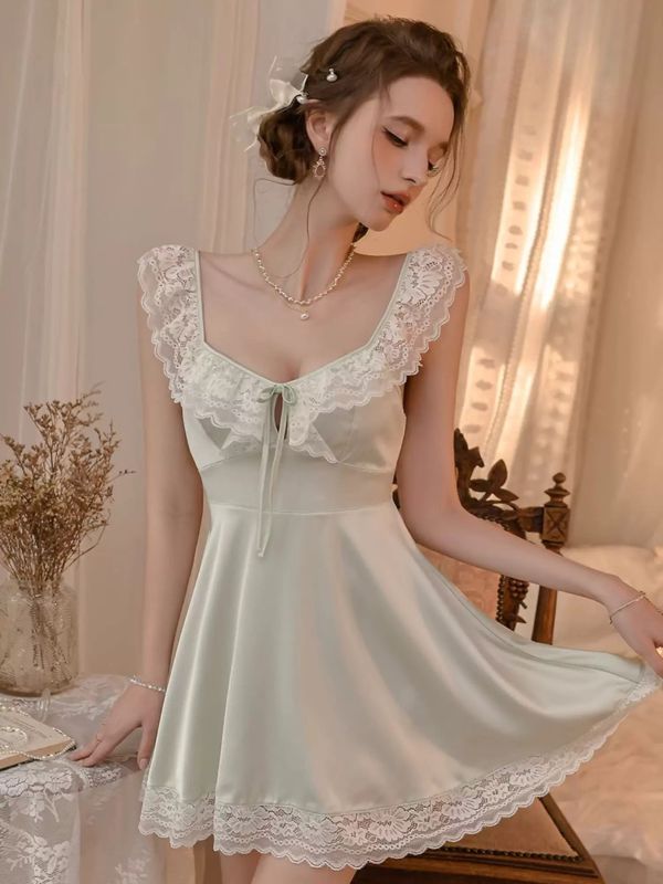 Marie Satin Chemise - Green | Lumiere 18 Sexy Lingerie and Sleepwear Lumiere 18 Lingerie Marie Satin Chemise - Green | Lumiere 18 Sexy Lingerie and Sleepwear Lumiere 18 Lingerie