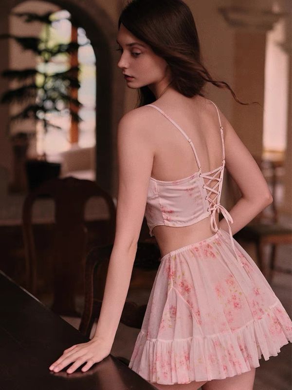 floral corset set with matching dress