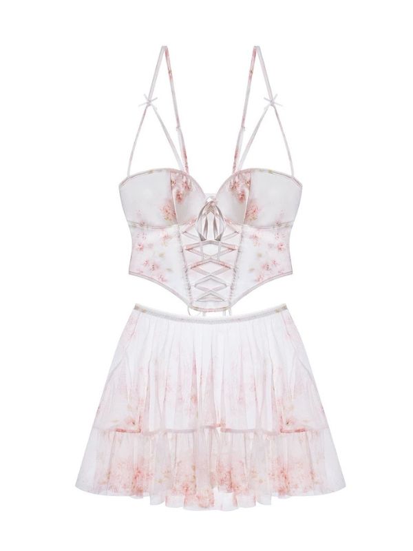 floral corset set with matching dress