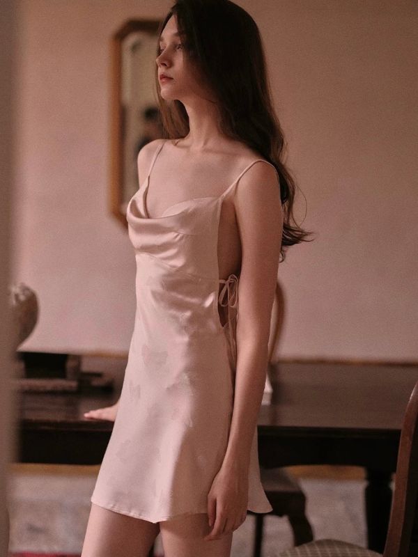 Nude colour cowl neckline sleepdress
