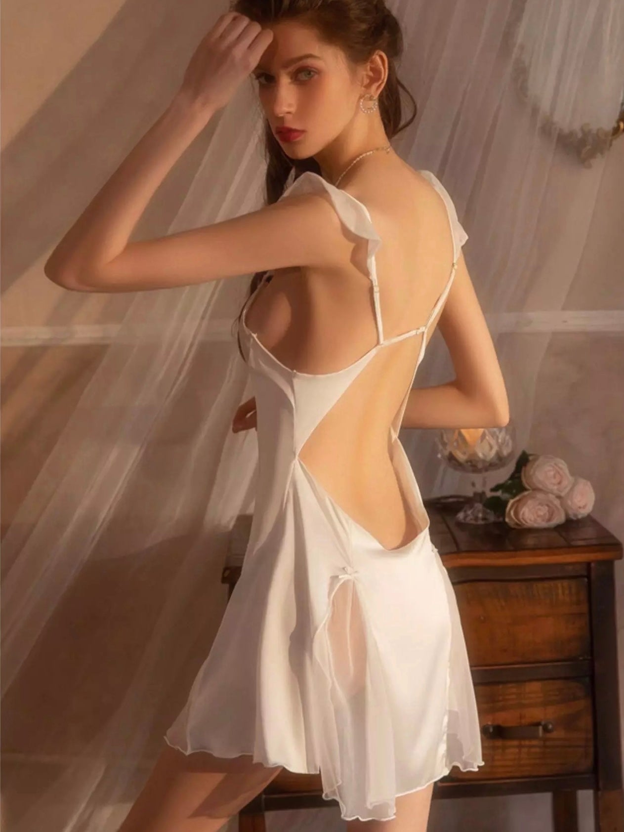 white sexy babydoll sleep dress