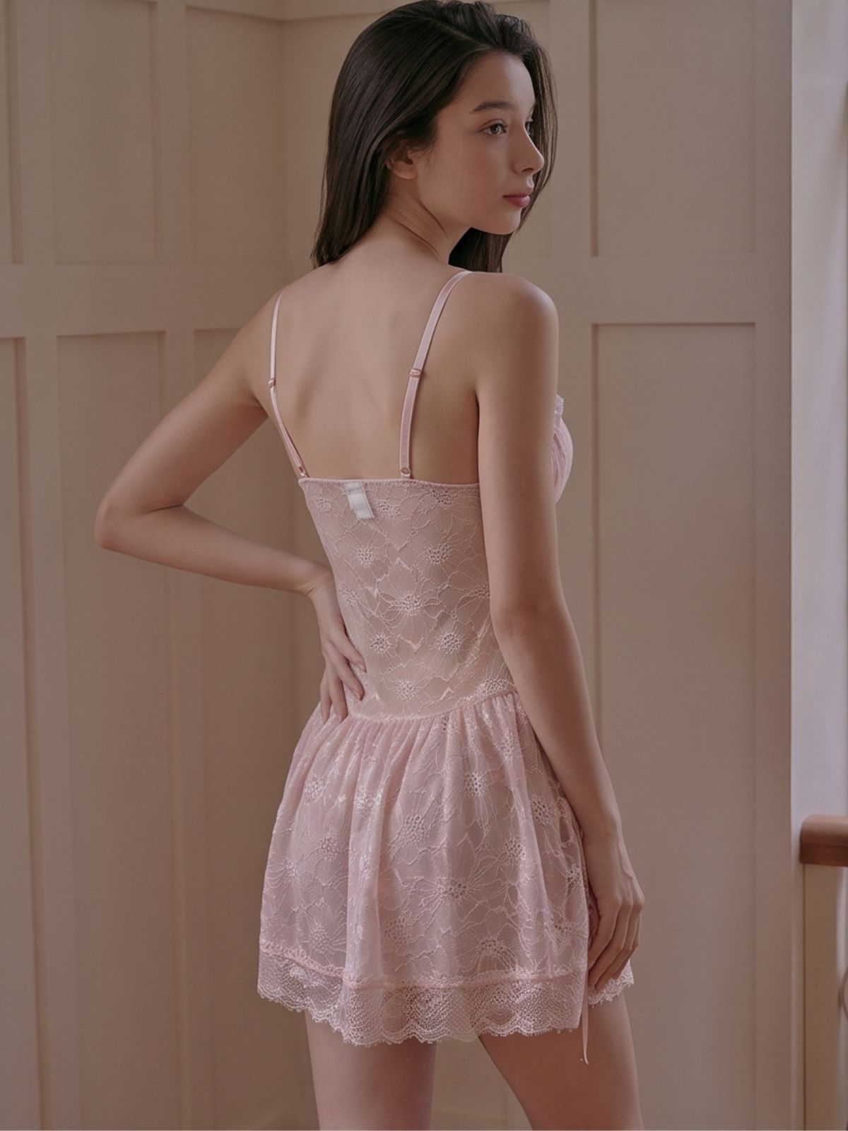 Elodie Pink Lace Babydoll