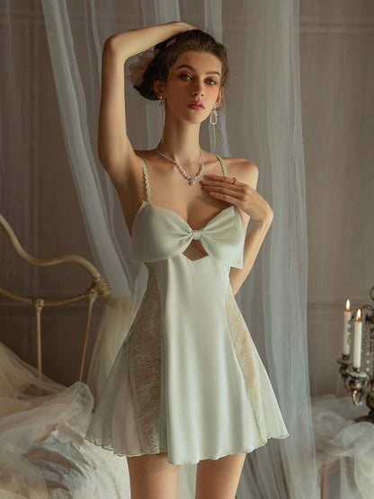 Lumiere 18 Cecilia Bow Satin Nightdress Light Green