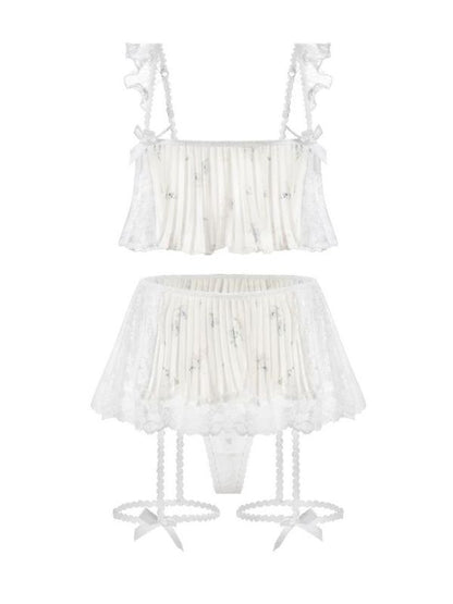cami set with pleated satin and lace details
