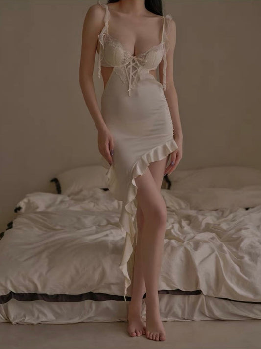 Maribel Beige Ruffle Lace Chemise by Lumiere 18