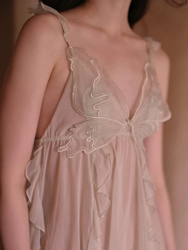 green sheer sexy lingerie see through with butterfly feature