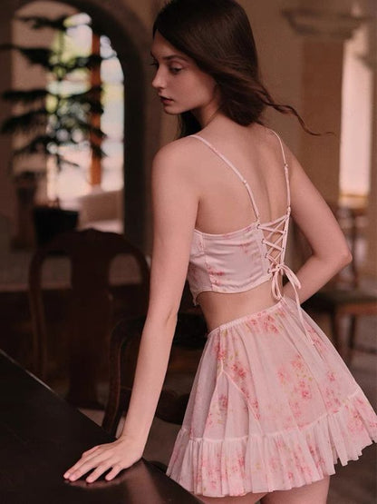 floral corset set with matching dress