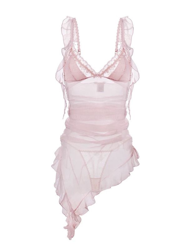 PINK SHEER DRESS WITH  BODY HUGGING