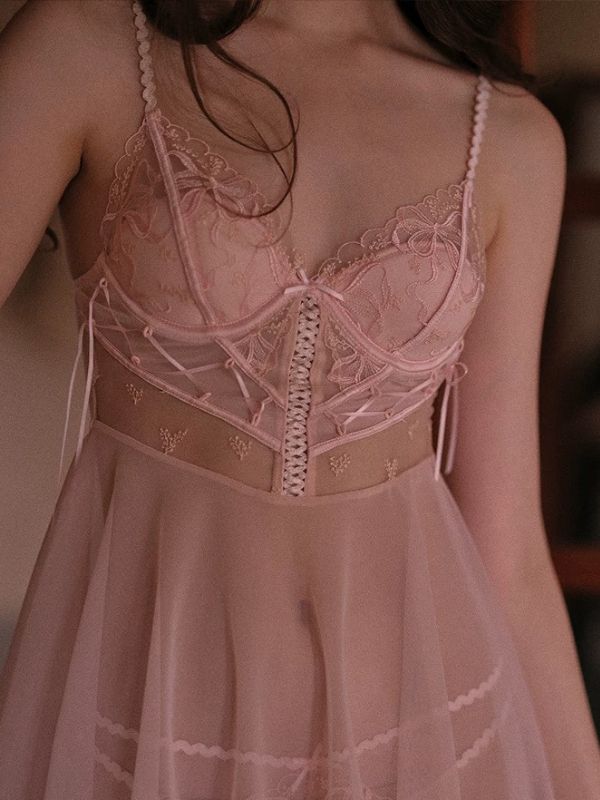 pink sheer sexy babydoll with matching panty
