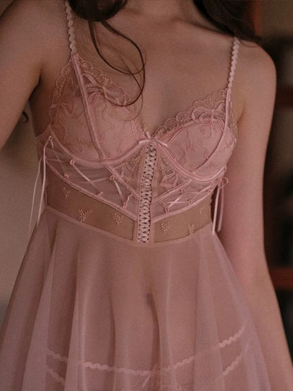 pink sheer sexy babydoll with matching panty