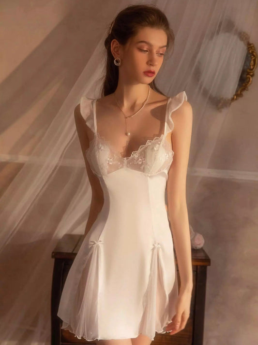 white sexy babydoll sleep dress