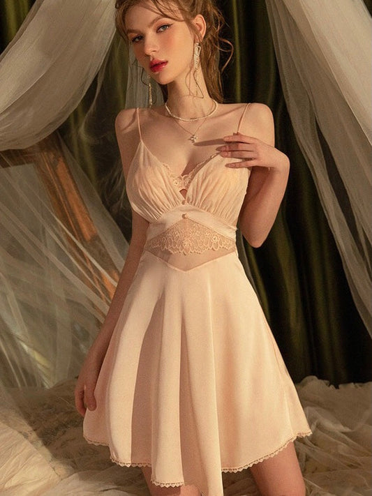 sexy satin nightdress in pink