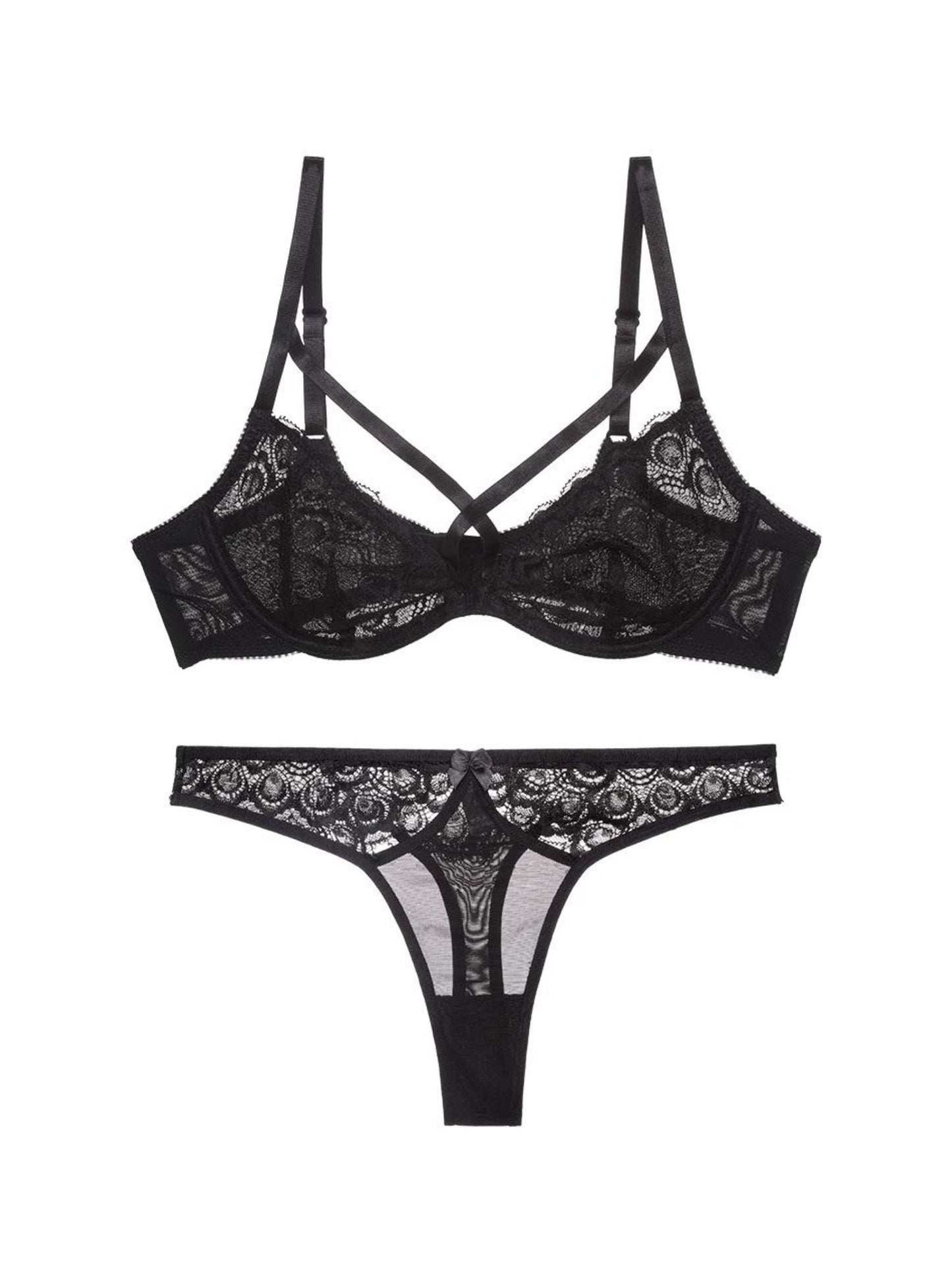 sexy black lace bra and panty set