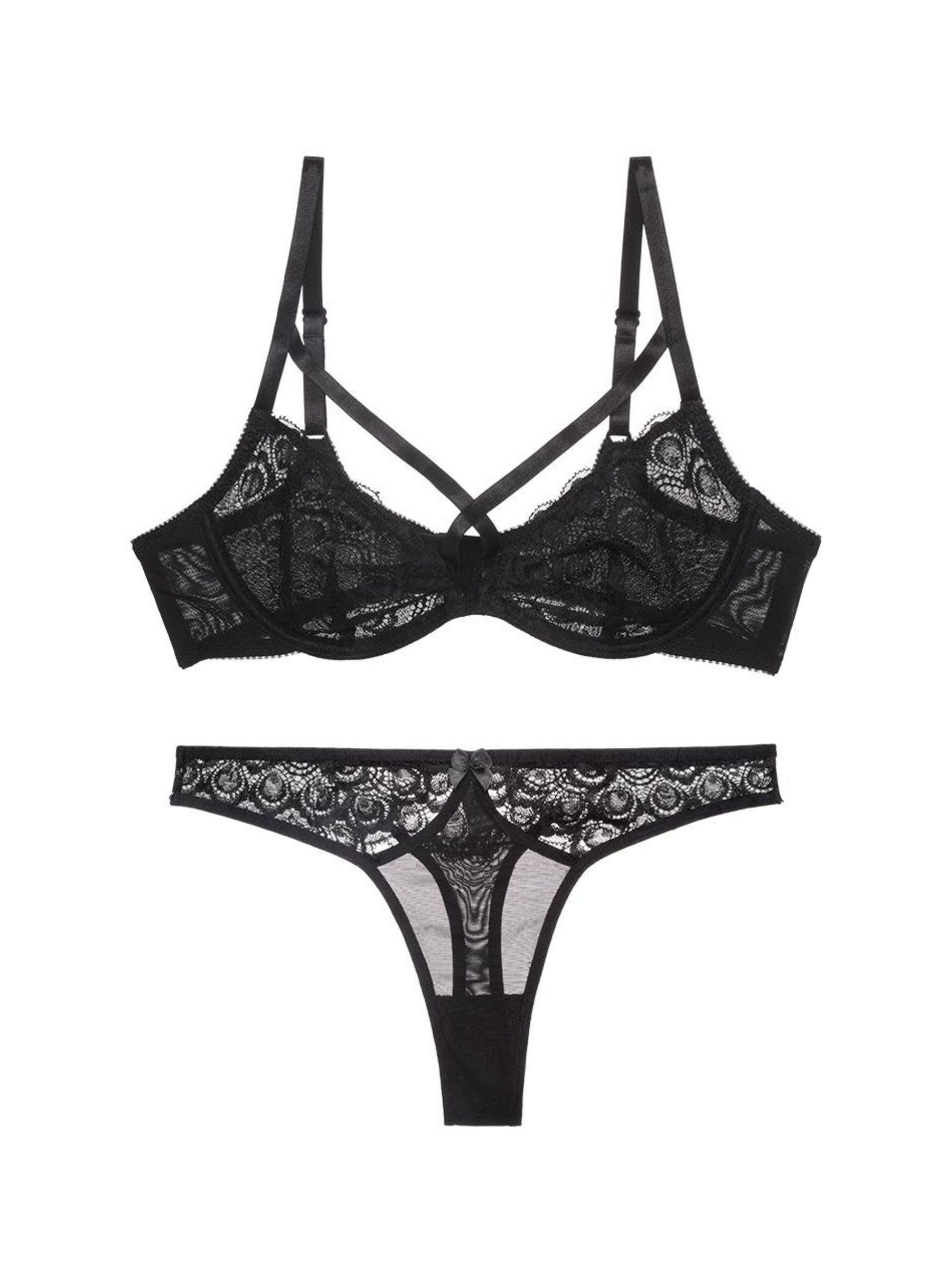 sexy black lace bra and panty set
